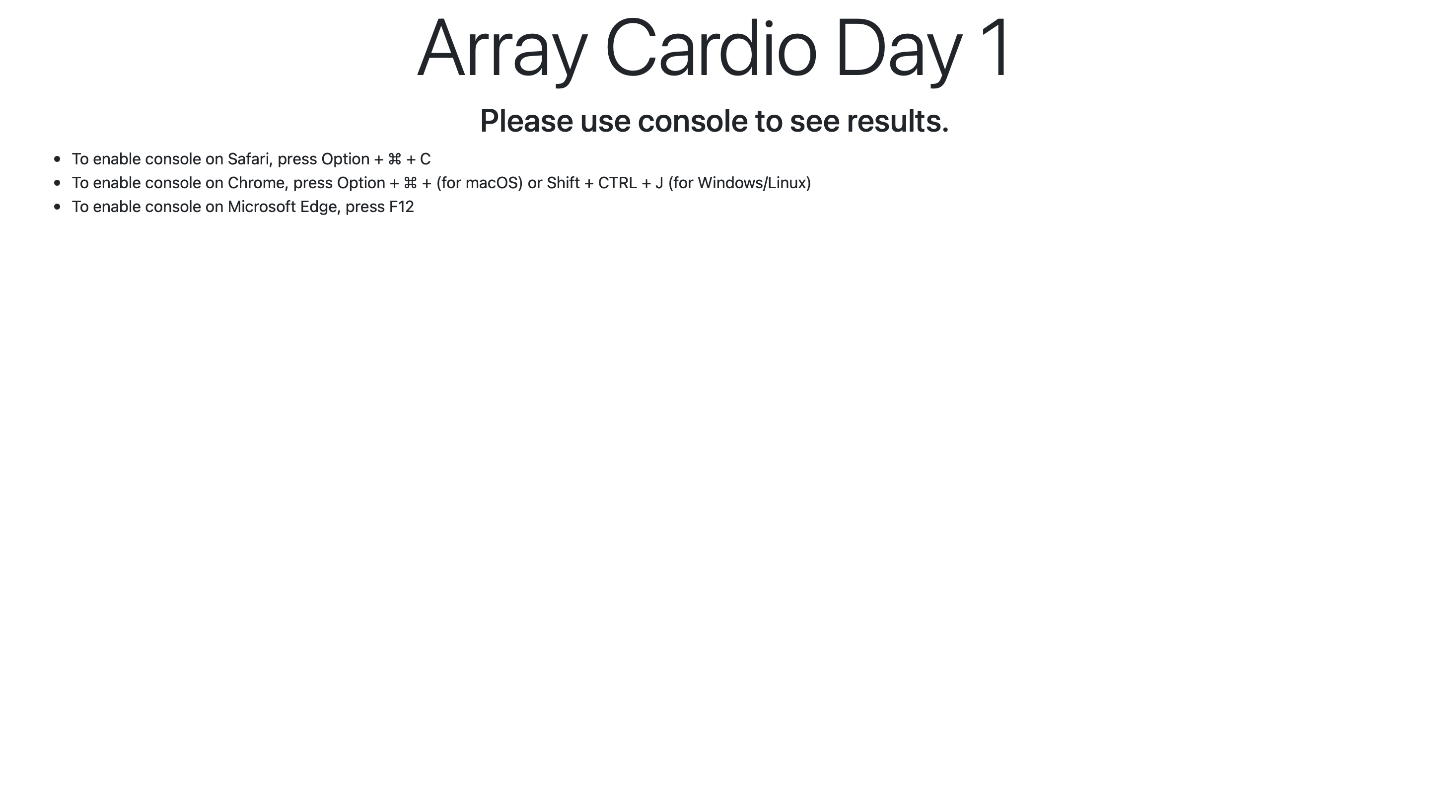 Array Cardio Day One